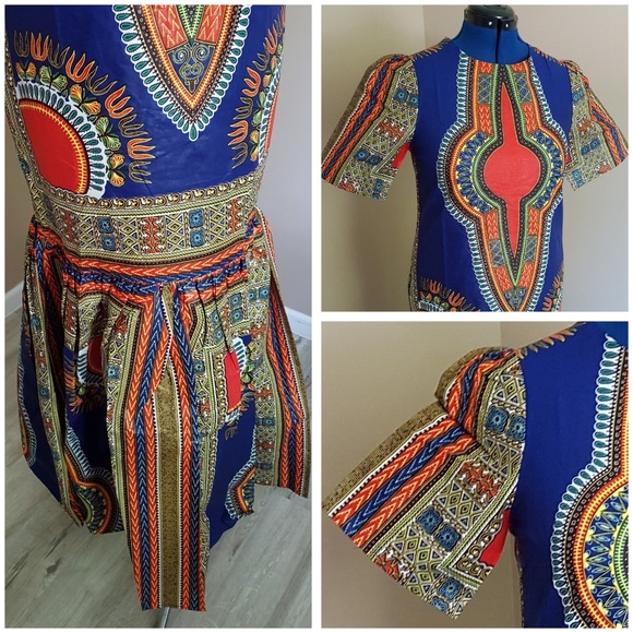 Royal Queen - Blue Dashiki Dress - Picture 4 of 8